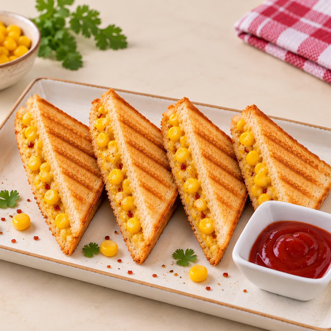 Corn Masala Sandwich